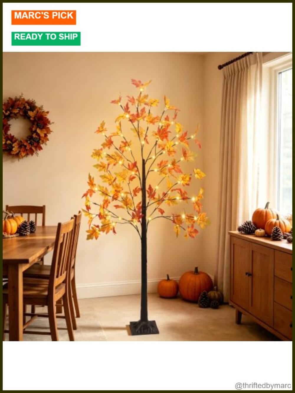 5 FT Lighted Fall Maple Tree Artificial Home Decor LED Timer
